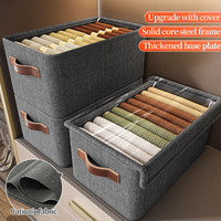 Boîte de rangement en tissu cationique 47x28x20cm avec couvercle transparent, résistante à l'humidité, robuste, grande capacité, pour serviettes et literie