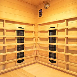 Cabine de Sauna en Bois Massif à Infrarouge Lointain, d'Angle Intérieur, pour 3-4 Personnes, Idéale pour Gym et Spa - Product Image 6