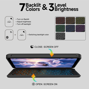 Housse de tablette intelligente Laudtec en cuir PU avec clavier sans fil à 64 touches et fonction de réveil/veille automatique pour iPad Mini6/7 8,3 pouces - Product Image 2