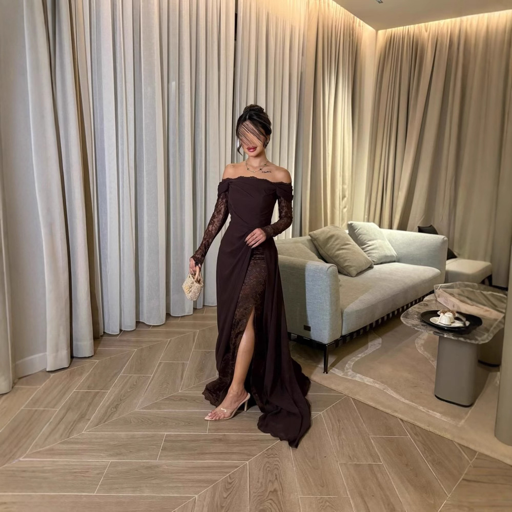 chinese dress ladies Coffee Brown Round Neck With Potli Button Detailed, Long Sleeves Anarkali  Kurta Paired With Contrast Printed Dupatta With Four Sided Fringes  Varanga