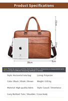 Sac pour ordinateur portable en cuir PU tendance pour homme, sac messager de luxe imperméable et écologique, grande capacité, doublure en nylon, pour le bureau