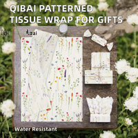 Papier de soie imperméable à motifs végétaux Qibai, paquet cadeau, papier de soie artisanal personnalisé, sac cadeau pour l'artisanat