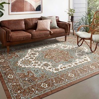 Tapis vintage de style américain, livraison directe disponible, tapis ethnique bohème pour salon, polyester, carré