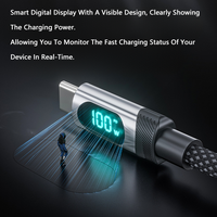 Câble de Données Tressé USB A Mâle vers USB C Mâle avec Écran LED, Charge Rapide 100W pour Téléphone, 1M