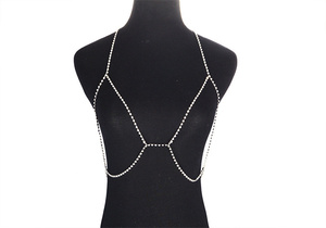 Hot Sale Women Summer Beach Bikini Bra Body <strong>Chain</strong> Silver <strong>Gold</strong> Plated Sexy Rhinestone Body <strong>Chain</strong> <strong>Tops</strong> - Product Image 3