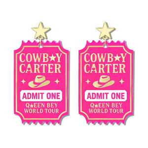 Pendientes de moda con dijes de esmalte de sombrero rosa, botas de vaquero y accesorios para la cabeza, joyería para mujer - Product Image 1