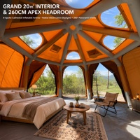 Tente dôme gonflable 5m en coton kaki, abri de luxe pour glamping et observation des étoiles, installation rapide, 4 saisons, imperméable 3000mm, camping extérieur