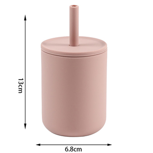 Tasse d'apprentissage en silicone pour enfants, 210ml, avec couvercle, tasse à boire incassable de qualité alimentaire pour les tout-petits - Product Image 2