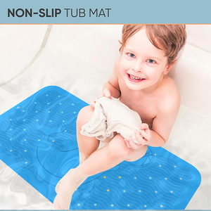 Tapis de bain antidérapant en silicone à séchage rapide et écologique avec trous de drainage et texture de massage douce pour salle de bain - Product Image 4