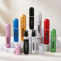 Atomizador de Perfume de Aluminio Anodizado Mate de Lujo de 5 ml, Botella Recargable con Relleno desde la Parte Inferior, Mini Spray de Viaje con Ventana Visual y Logotipo Personalizado