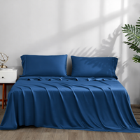 Ensemble de housse de couette en coton 100% pour lit queen size, 200TC, satiné, écologique, doux, luxueux, qualité hôtel 5 étoiles, respirant, bleu foncé