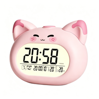 Jam Alarm Digital LCD Kartun Baru Dengan Fitur Snooze, Timer & Tampilan Suhu untuk Penggunaan di Kantor, Rumah, Sekolah, Pelajar, dan Anak-Anak