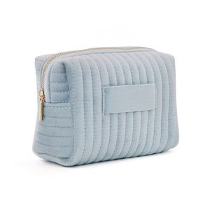 Medium Velvet Cosmetic <b>Bag</b> Quilted Travel <b>Toiletry</b> <b>Bag</b> with Zipper Closure Makeup Storage Pouch <b>Bag</b> for Women - Product Image 3