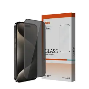 Full Coverage Tempered Glass Dust-Removal Privacy Easy Apply Screen Protector For iPhone 15 14 Pro Max Eco-friendly packaging