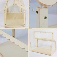Cage pour hamster en bois naturel Maisons de hamster en bois avec acrylique pour gerbille, hamster syrien, chinchillas