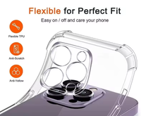 Étui de téléphone transparent en TPU antichoc de luxe pour iPhone 16 15 14 13 12 11 Pro Max Mini X XR Xs 7 8 Plus SE, coque souple transparente
