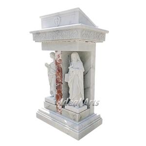 En Marbre sculpté à la main Autel D'église Chaire Religieuse avec Statue - Product Image 1