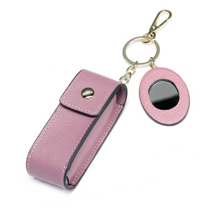 Étui à rouge à lèvres en cuir avec miroir et porte-clés, mini sac à rouge à lèvres en cuir / trousse de maquillage / étui à rouge à lèvres - Product Image 3