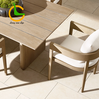 Ensemble de table à manger 8 places en teck, mobilier d'extérieur moderne, table et chaises pour villa, restaurant, table carrée