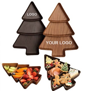 Assiette de service réutilisable en plastique à motif bois de Noël, pour fruits, noix et bonbons, idéale pour les réceptions de Noël à la maison - Product Image 1