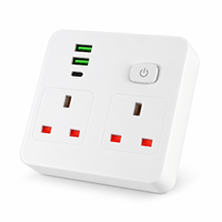 Adaptor Stopkontak Universal Standar Inggris 13A, Kabel Ekstensi Multi-Fungsi dengan Port Pengisian Cepat USB Type-C
