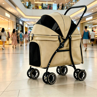Poussette pliable robuste pour grands chiens avec panier de transport amovible et roues pivotantes à 360 degrés