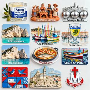 <span class=keywords><strong>Marseille</strong></span> Thème 3D Art Déco Réfrigérateur Aimants Résine Artisanat Décoration Maison Souvenir Les Calanques Vieux Port <span class=keywords><strong>Pastis</strong></span> Pétanque - Product Image 1