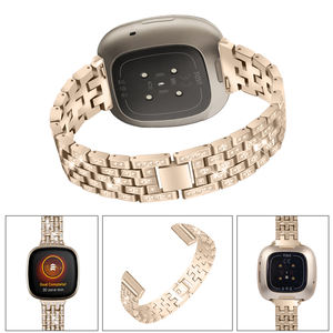 Nouveau diamant <span class=keywords><strong>femme</strong></span> <span class=keywords><strong>luxe</strong></span> en acier inoxydable <span class=keywords><strong>bracelet</strong></span> de montre pour <span class=keywords><strong>Fitbit</strong></span> Versa 3 sens dames <span class=keywords><strong>Bracelet</strong></span> pour <span class=keywords><strong>Fitbit</strong></span> <span class=keywords><strong>bracelet</strong></span> de montre - Product Image 3