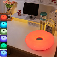 Lampe de table moderne Bauhaus Donut, tactile, 3 couleurs, variateur d'intensité, lumière de chevet chaude, design rétro en verre orange, décoration de chambre à coucher