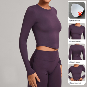 Aoyema Nuevo Estilo Top Deportivo de Yoga para Mujer, <span class=keywords><strong>Ropa</strong></span> Deportiva, Fitness, Entrenamiento, Ajuste Delgado, Top Corto de Yoga, Manga Larga para Gimnasio - Product Image 2