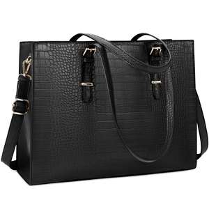 Bolso Tote para Portátil de Diseño Vintage, Elegante y Chic, para <span class=keywords><strong>Mujer</strong></span>, Impermeable, de Cuero Genuino, para Oficina, Estilo Ejecutivo, Venta al Por Mayor - Product Image 1