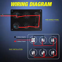 Prise de courant marine pour voiture/bateau 12V avec double USB Type-C/USB-A à charge rapide 20A, voltmètre et interrupteur à bascule pour allume-cigare, IP65