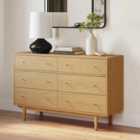 Commode à 6 tiroirs minimaliste moderne en chêne massif, écologique, durable, meuble de rangement contemporain pour salon
