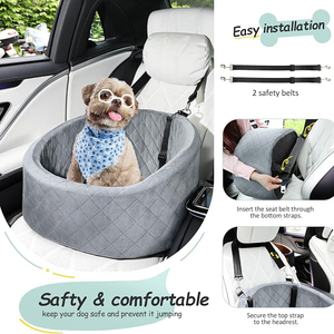 OEM Easy-to-Install Solid Pattern Dog <b>Car</b> <b>Seat</b> for <b>Puppies</b> up to 30 Lbs Features Non-Slip Bottom Safety Leashes for Pet Travel - Product Image 4