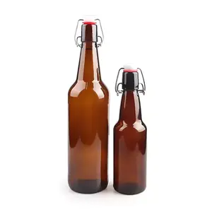 Flip top amber glass bottle 330ml 750ml gourd shape swing top glass beer beverage bottles