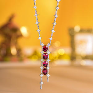 Collier en rubis de laboratoire 6 carats, toutes tendances, fournitures de fabrication de bijoux, vente en gros, bijoux en argent sterling avec pierres précieuses - Product Image 5