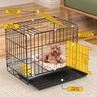 Cage pliable robuste anti-morsure pour animaux de compagnie avec tiroir coulissant, anti-collision, durable, sans assemblage, pour chats et chiens