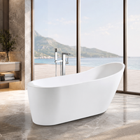 Baignoire autoportante ovale en acrylique de luxe moderne pour adultes, petite et profonde, idéale pour les hôtels
