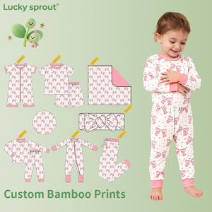 Детский комбинезон из бамбука в клетку с двусторонней молнией, настраиваемый, нейтральный, для малышей, для сна, 2 предмета одежды - Product Image 1