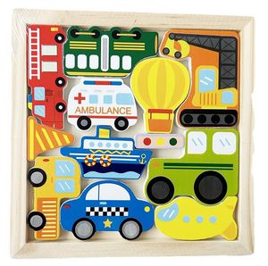 Montessori 3D houten vormenpuzzel dieren dinosaurus fruit sorteer- en matchbord vroeg educatief zintuiglijk speelgoed voor peuters en kinderen - Product Image 5