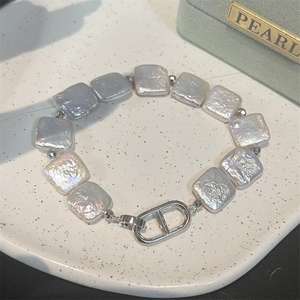 Zhuji Zhizhen's Luxurious Baroque Pearl <b>Solid</b> <b>Silver</b> <b>Bracelet</b> Unique Niche Design with Light Luxury Style - Product Image 1