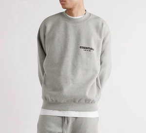 Sudadera Gris con Logotipo Pequeño, Cuello Redondo, para <span class=keywords><strong>Hombre</strong></span>, Talla Grande, Felpa, Informal, Básica, Manga Larga, Estilo Urbano, 100% Algodón - Product Image 4