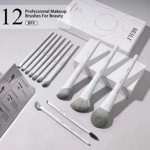 12pcs White Wood Handle Makeup Brush Set Corn Silk Synthetic Hair for Foundation Powder Face - Product Image 4