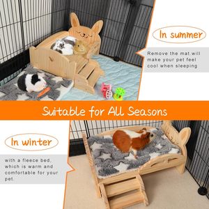 Casa y Refugio de Madera para Cobayas con Escaleras, Plataforma y Cama para Animales Pequeños como Conejos Enanos, Hámsters y Chinchillas - Product Image 3