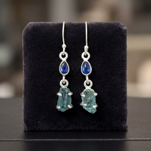 Wholesale Drop <b>Earrings</b> 925 <b>Solid</b> Sterling <b>Silver</b> Aquamarine Kyanite Clasp Findings Vermeil Jewelry AAA Quality Wedding Party - Product Image 3