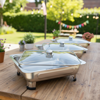 Rechteckiger Edelstahl-Chafing-Dish mit Glasdeckel Kommerzieller Buffet-Speisenwärmer für Hotel-Catering