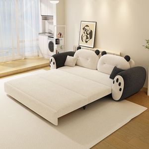 Cute Creamy Style Sofa <b>Bed</b> Fabric Living Room Multi Functional Double Vertical Design - Product Image 3