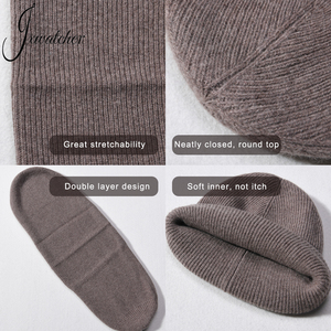 Bán Buôn Sọc Oem 100% Len Nguyên Chất Đan Mũ Beanie Đàn Ông Phụ Nữ Tùy Chỉnh Đồng Bằng Hai Lớp Unisex Skully Trống Merino Len Beanie - Product Image 3