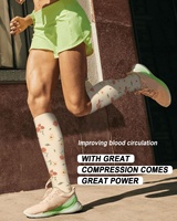 Chaussettes de compression professionnelles à motif floral, 15-20 mmHg, hauteur genou, pour la course, les voyages, la grossesse et les infirmières