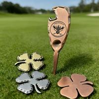 Kit de réparation de divots et marqueur de balle en alliage de zinc noir mat, bord martelé, léger, écologique, avec logo en relief, personnalisable